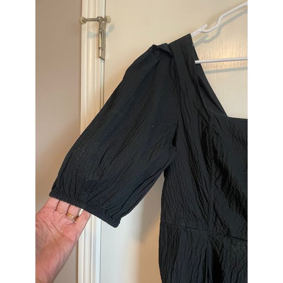A New Day black short balloon sleeve midi dress square neck smocked Size Large - Picture 5 of 9